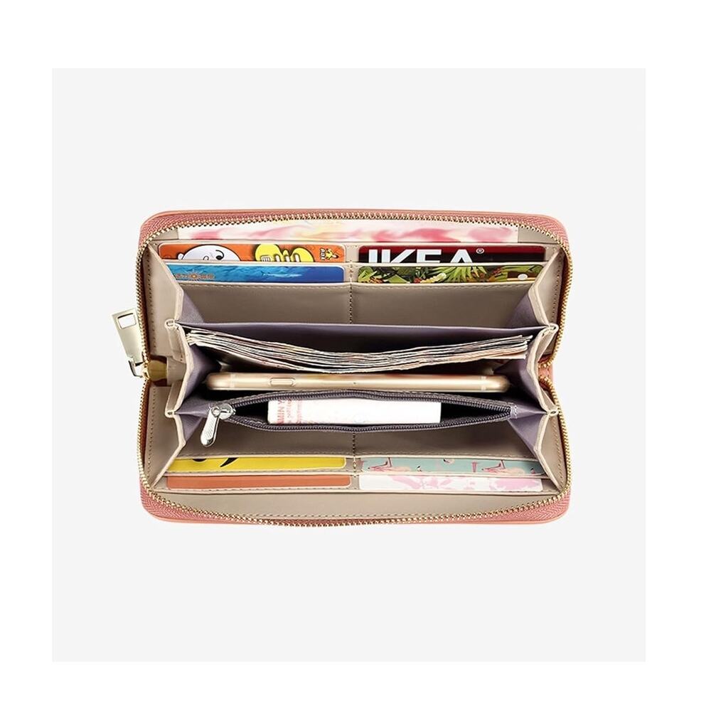 Women's Long Wallet Soft PU Leather Zipper Clutch